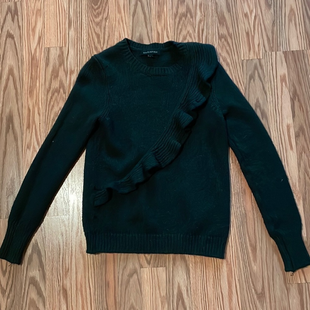 Banana Republic Emerald Green Sweater - Ruffle Detail